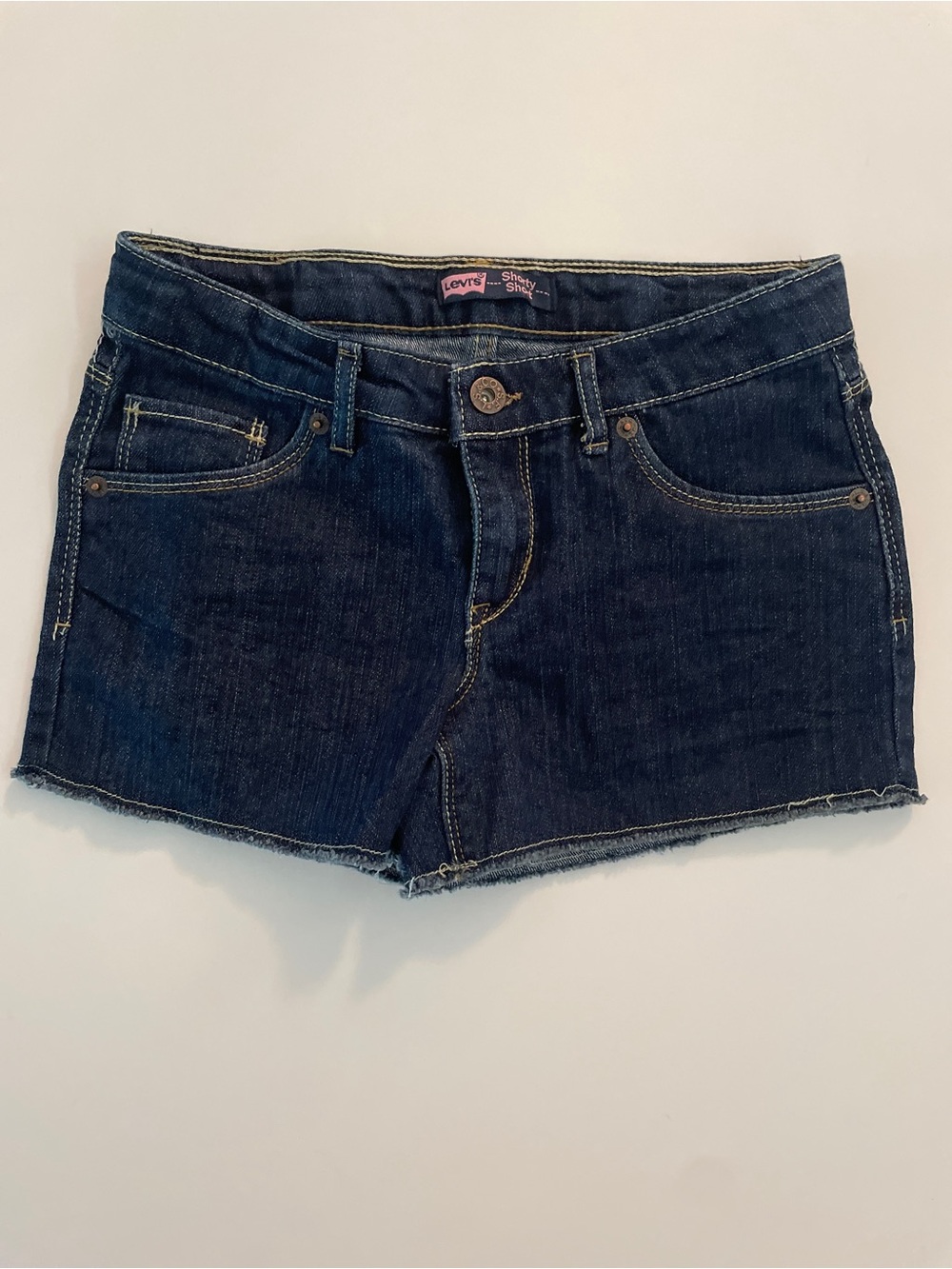 Levi's Girls Shorty Short Dark Wash Jean Shorts Size 14 NWOT